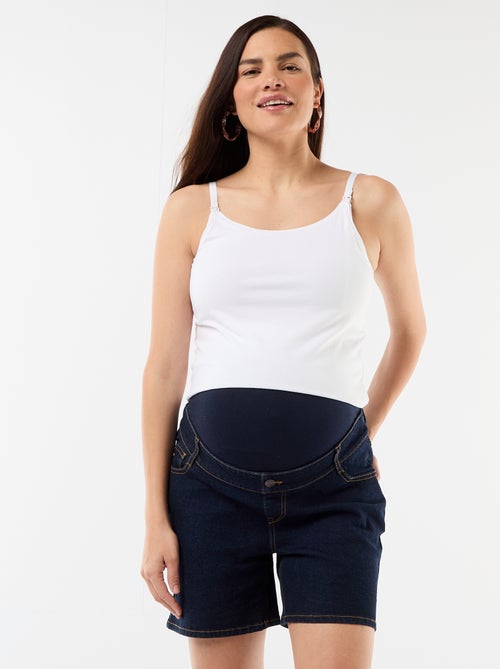 Bermuda en jean taille haute de maternité - Kiabi