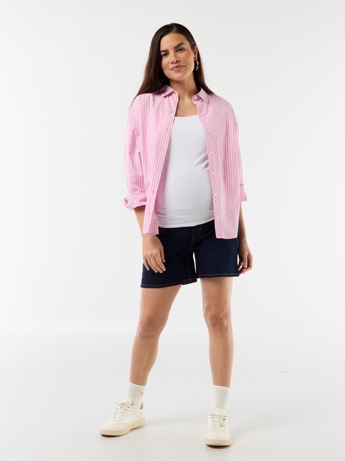 Bermuda en jean taille haute de maternité - Kiabi