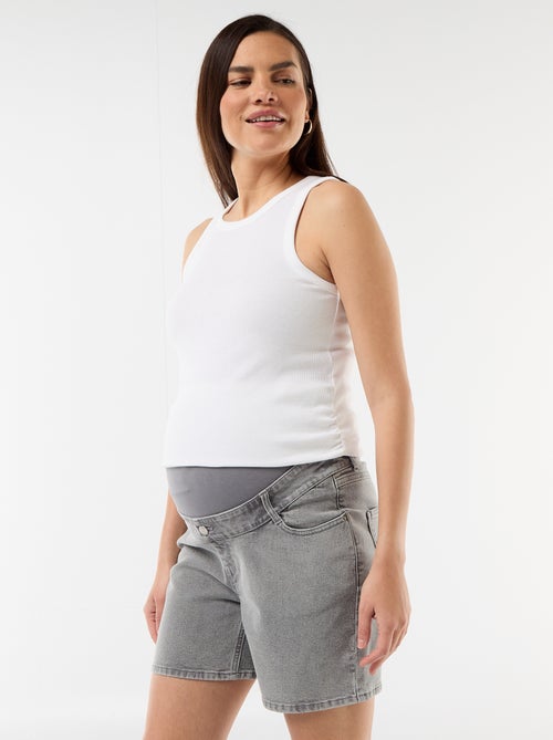 Bermuda en jean taille haute de maternité - Kiabi