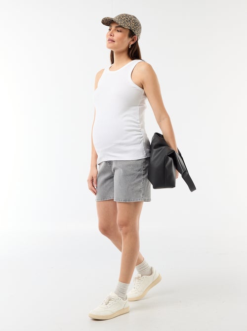 Bermuda en jean taille haute de maternité - Kiabi