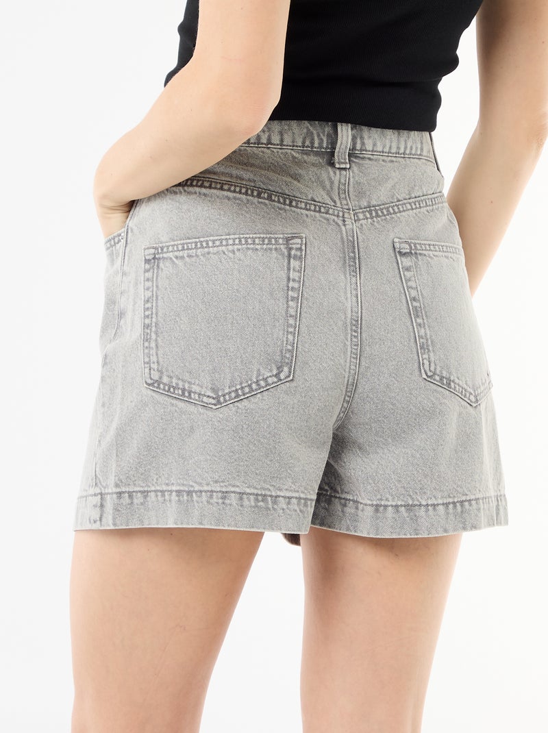 Bermuda en jean taille haute Gris - Kiabi