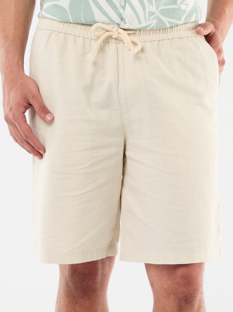 Bermuda en lin mélangé Beige - Kiabi