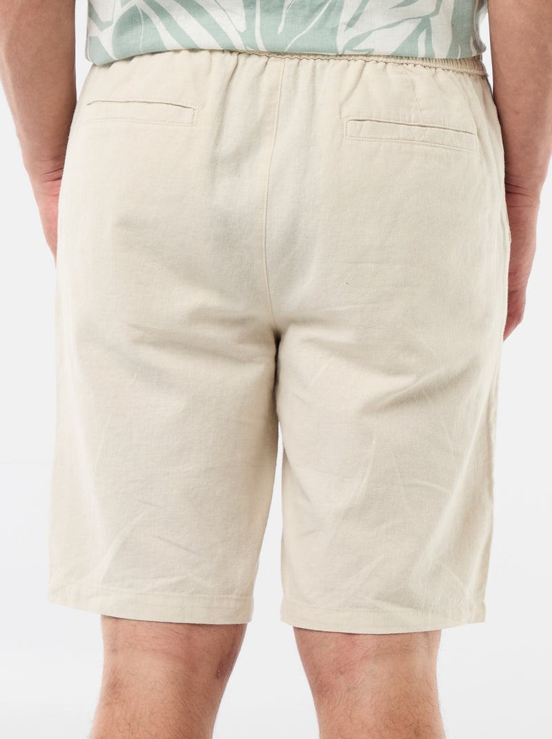 Bermuda en lin mélangé Beige - Kiabi
