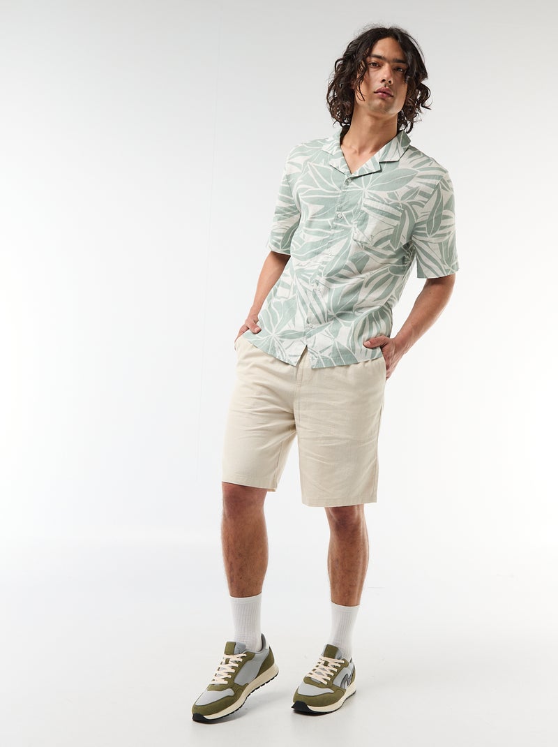 Bermuda en lin mélangé Beige - Kiabi