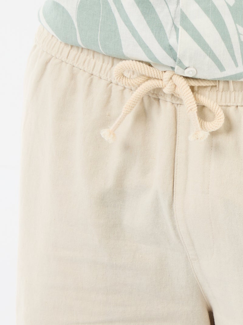 Bermuda en lin mélangé Beige - Kiabi