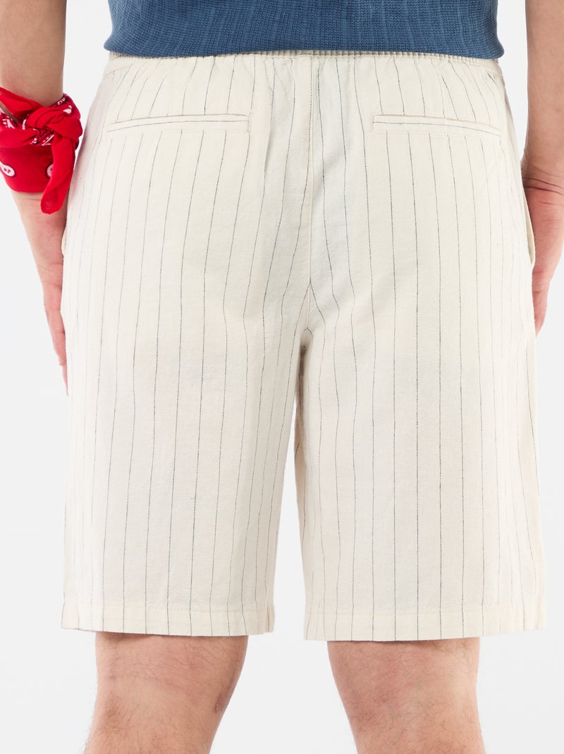 Bermuda en lin mélangé Blanc - Kiabi