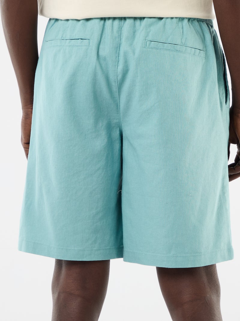 Bermuda en lin mélangé Bleu - Kiabi