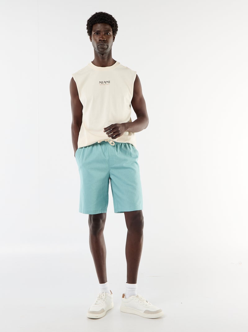 Bermuda en lin mélangé Bleu - Kiabi