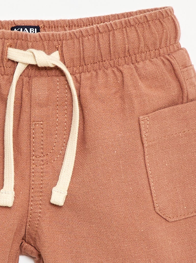 Bermuda en lin mélangé Marron - Kiabi