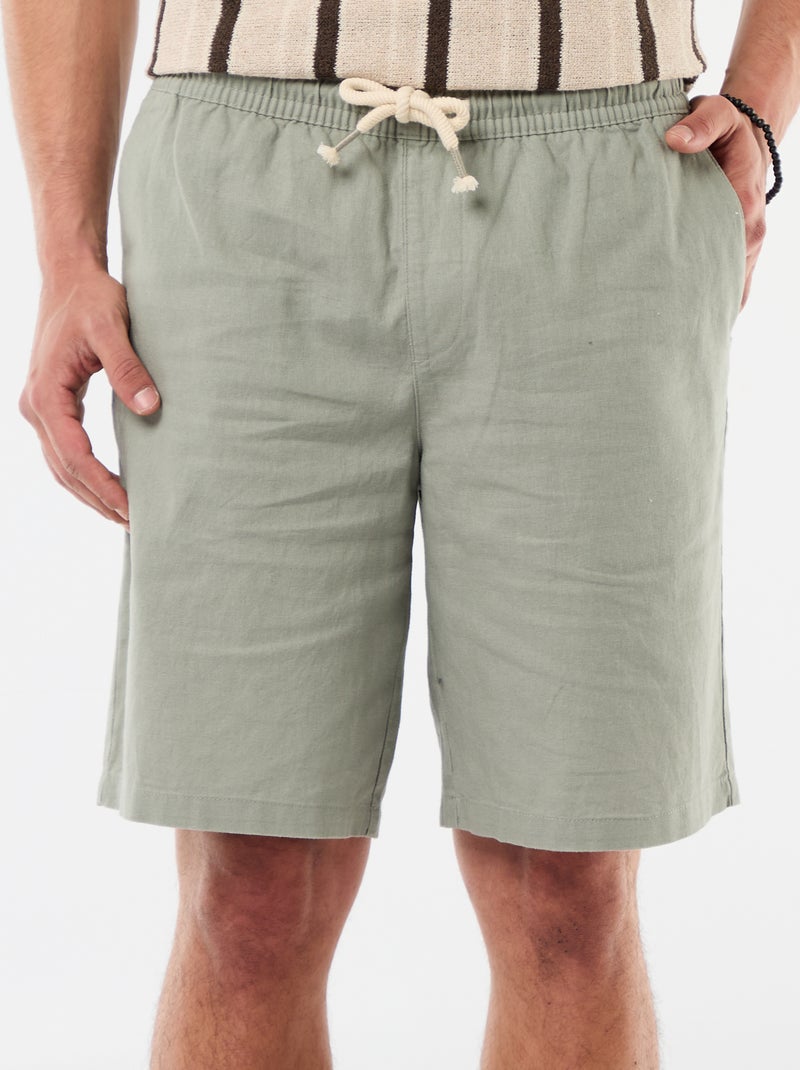 Bermuda en lin mélangé Vert - Kiabi