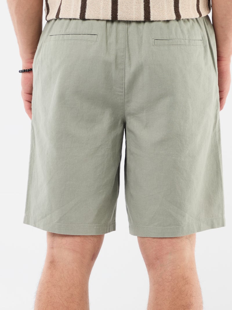 Bermuda en lin mélangé Vert - Kiabi