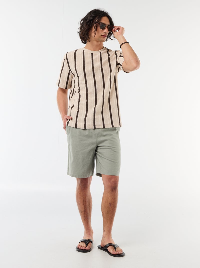 Bermuda en lin mélangé Vert - Kiabi