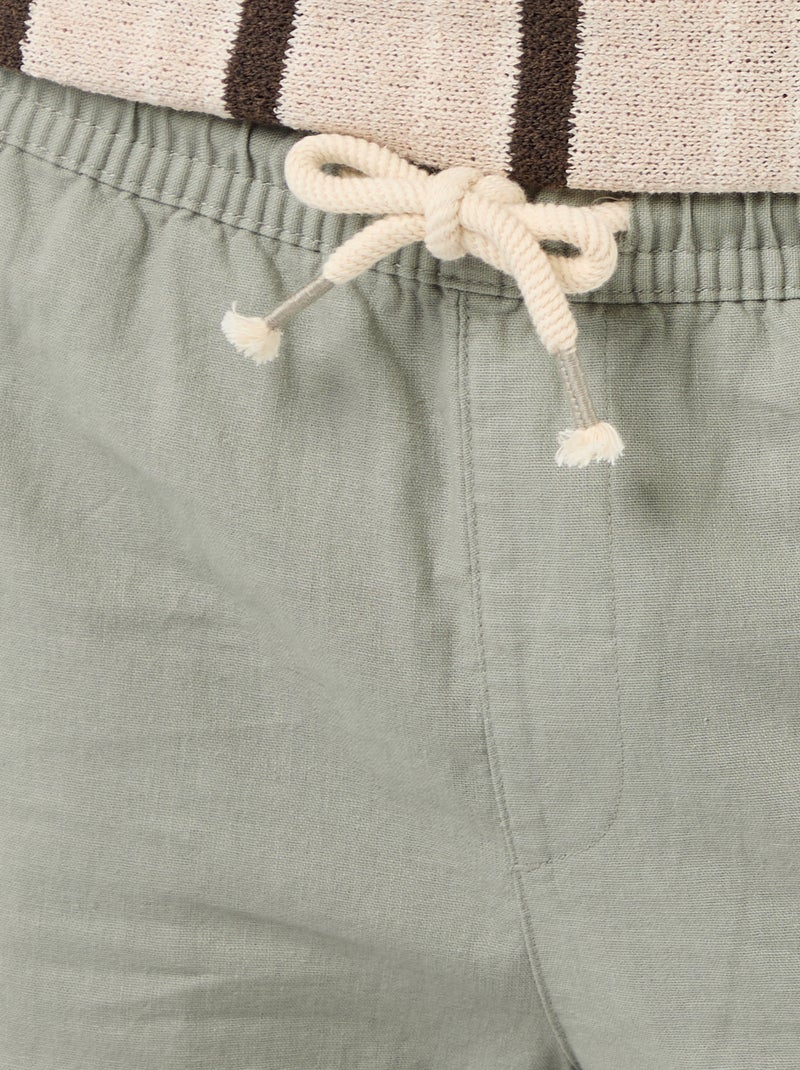 Bermuda en lin mélangé Vert - Kiabi