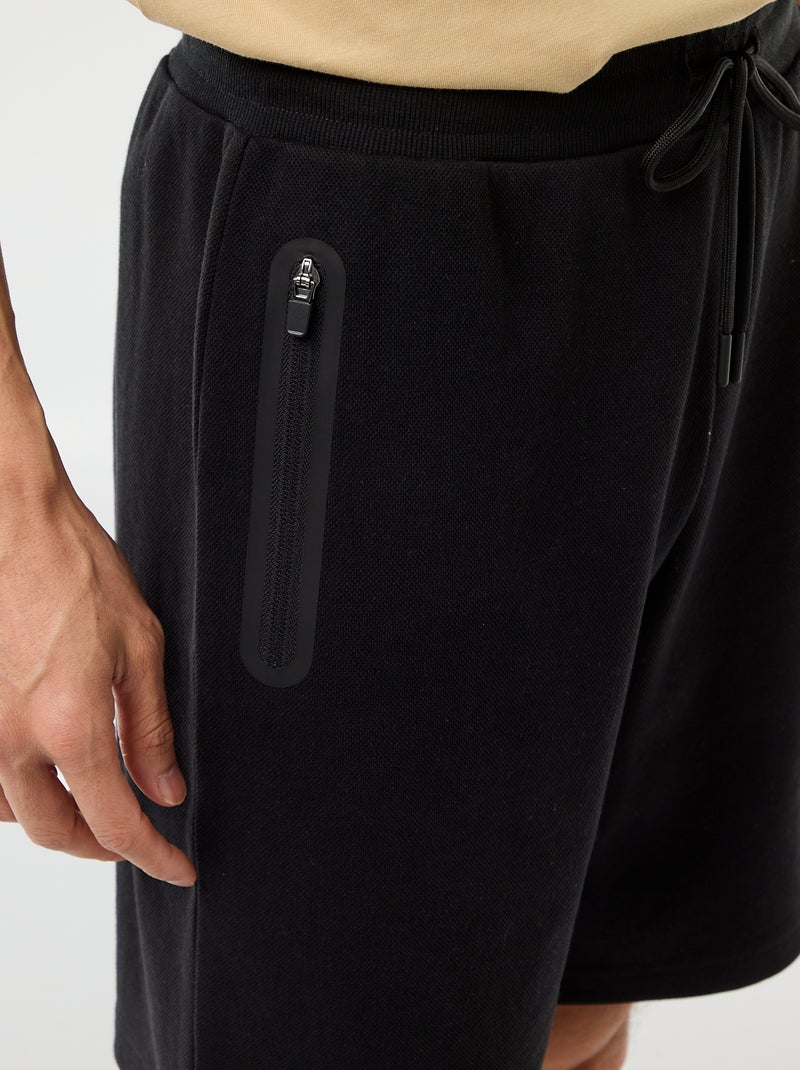 Bermuda en maille piqué style sport Noir - Kiabi