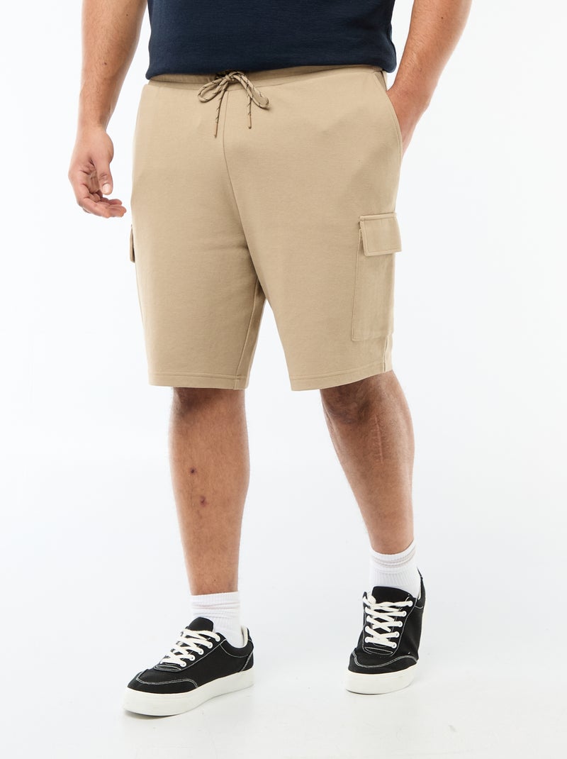 Bermuda en maille piquée avec poches à rabat Beige - Kiabi