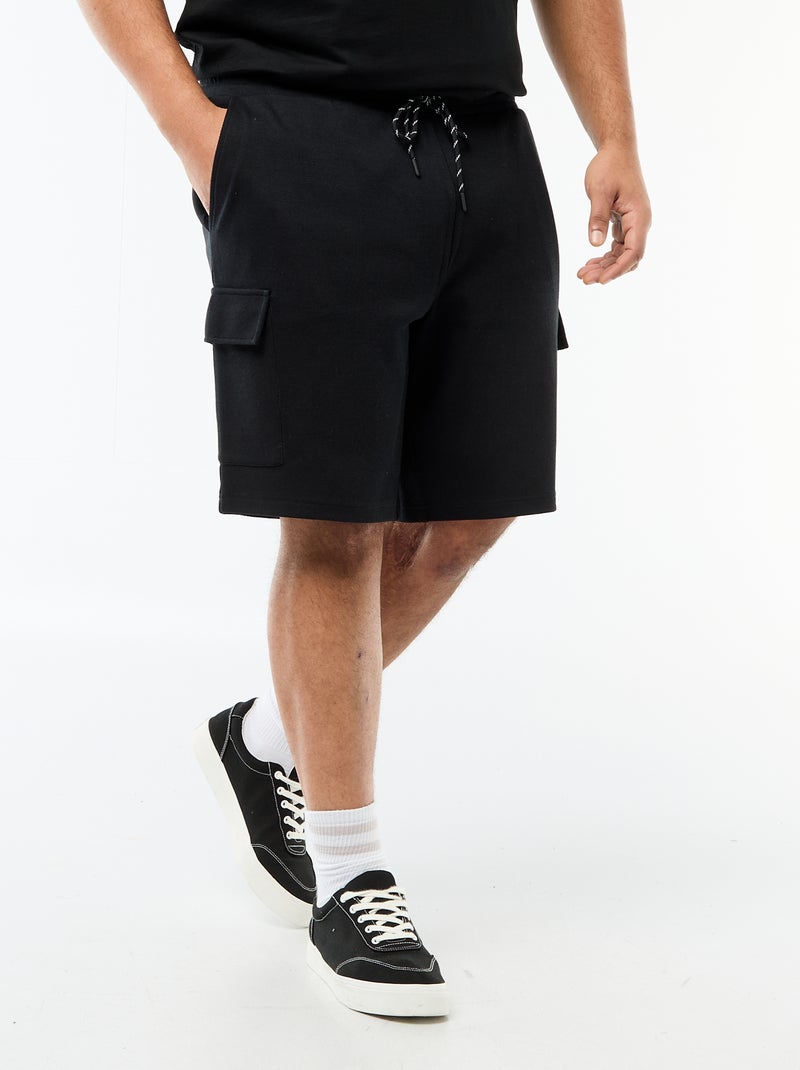 Bermuda en maille piquée avec poches à rabat Noir - Kiabi