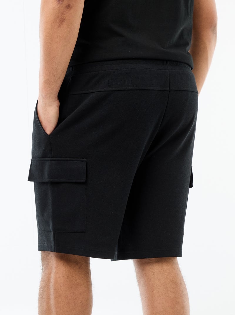 Bermuda en maille piquée avec poches à rabat Noir - Kiabi