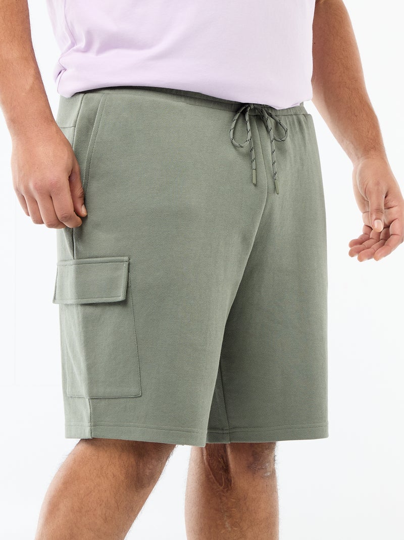 Bermuda en maille piquée avec poches à rabat Vert - Kiabi