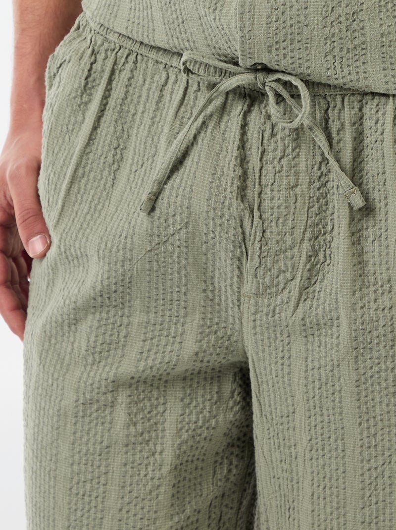 Bermuda en matière type crépon Vert - Kiabi