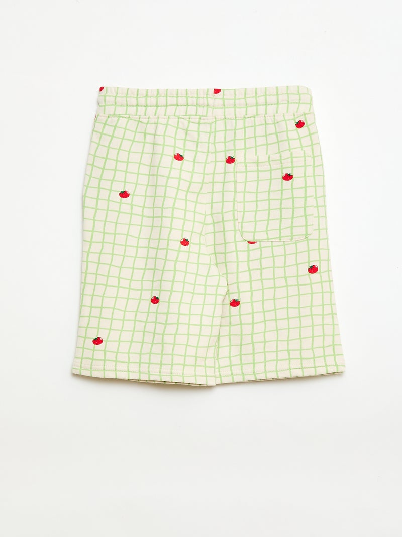 Bermuda en molleton à motif avec 2 poches Vert - Kiabi