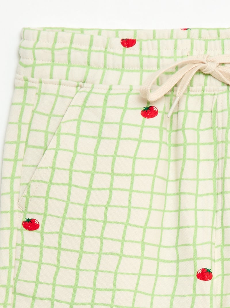 Bermuda en molleton à motif avec 2 poches Vert - Kiabi