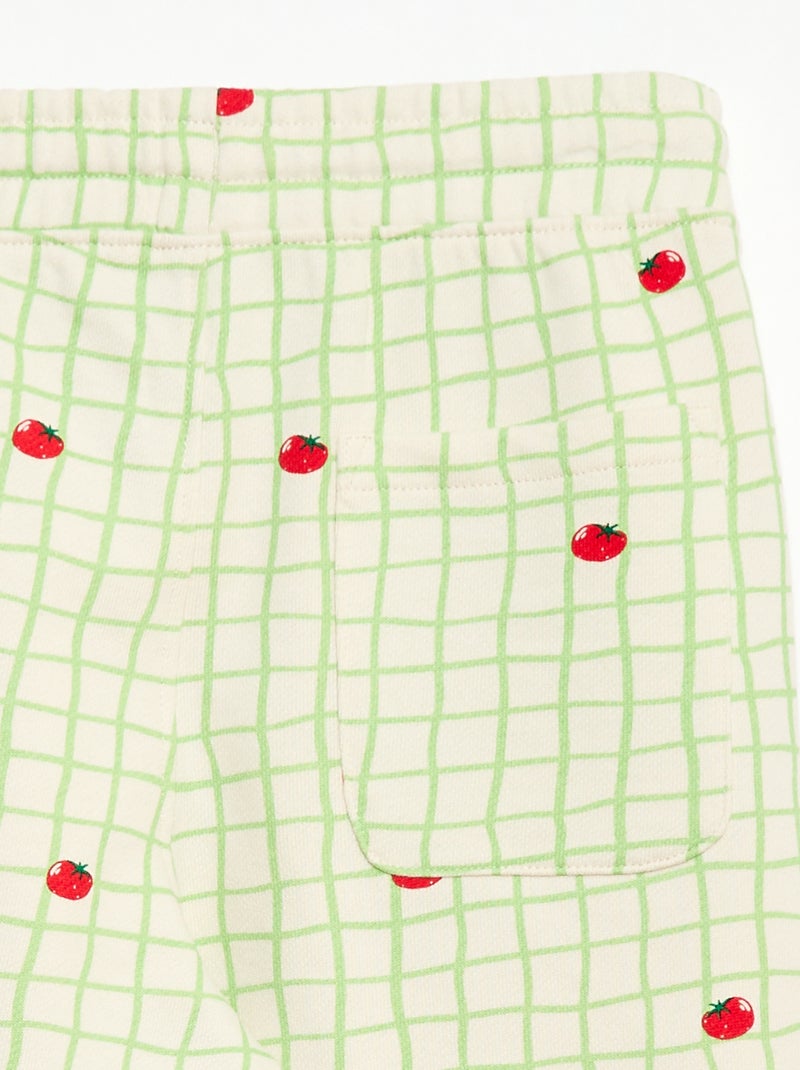 Bermuda en molleton à motif avec 2 poches Vert - Kiabi