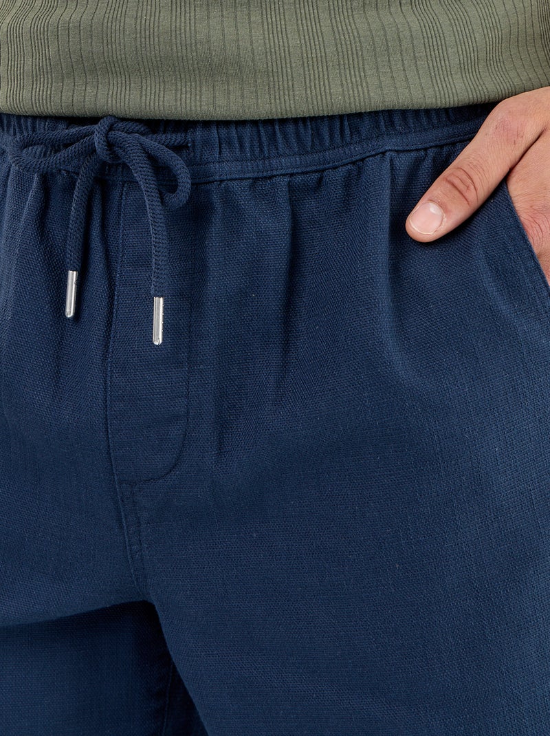 Bermuda en molleton léger avec cordons de serrage Bleu - Kiabi