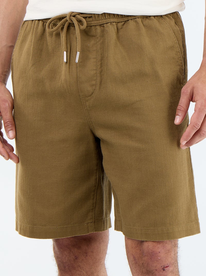 Bermuda en molleton léger avec cordons de serrage Marron - Kiabi