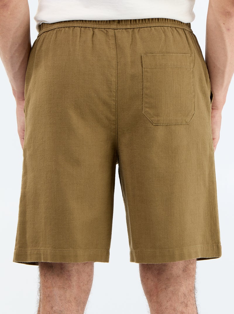 Bermuda en molleton léger avec cordons de serrage Marron - Kiabi