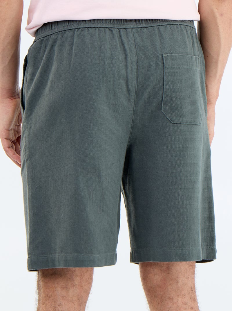 Bermuda en molleton léger avec cordons de serrage Vert - Kiabi