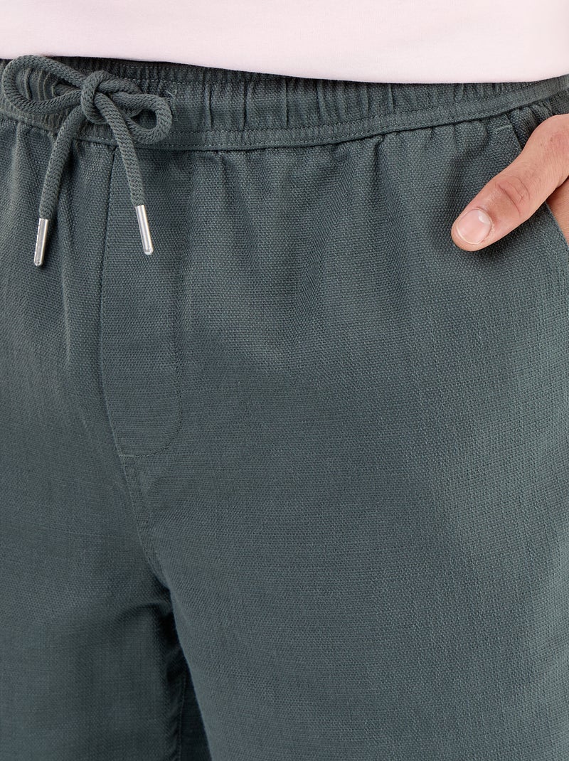 Bermuda en molleton léger avec cordons de serrage Vert - Kiabi