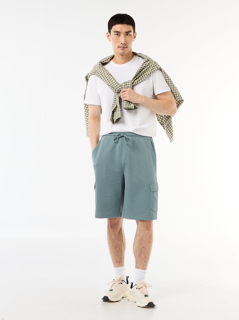 Bermuda en molleton léger avec poches à rabat Bleu - Kiabi