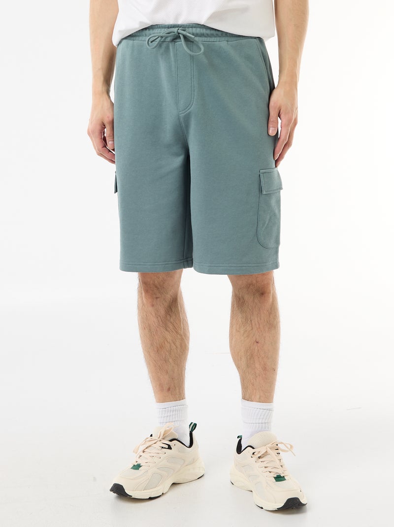 Bermuda en molleton léger avec poches à rabat Bleu - Kiabi