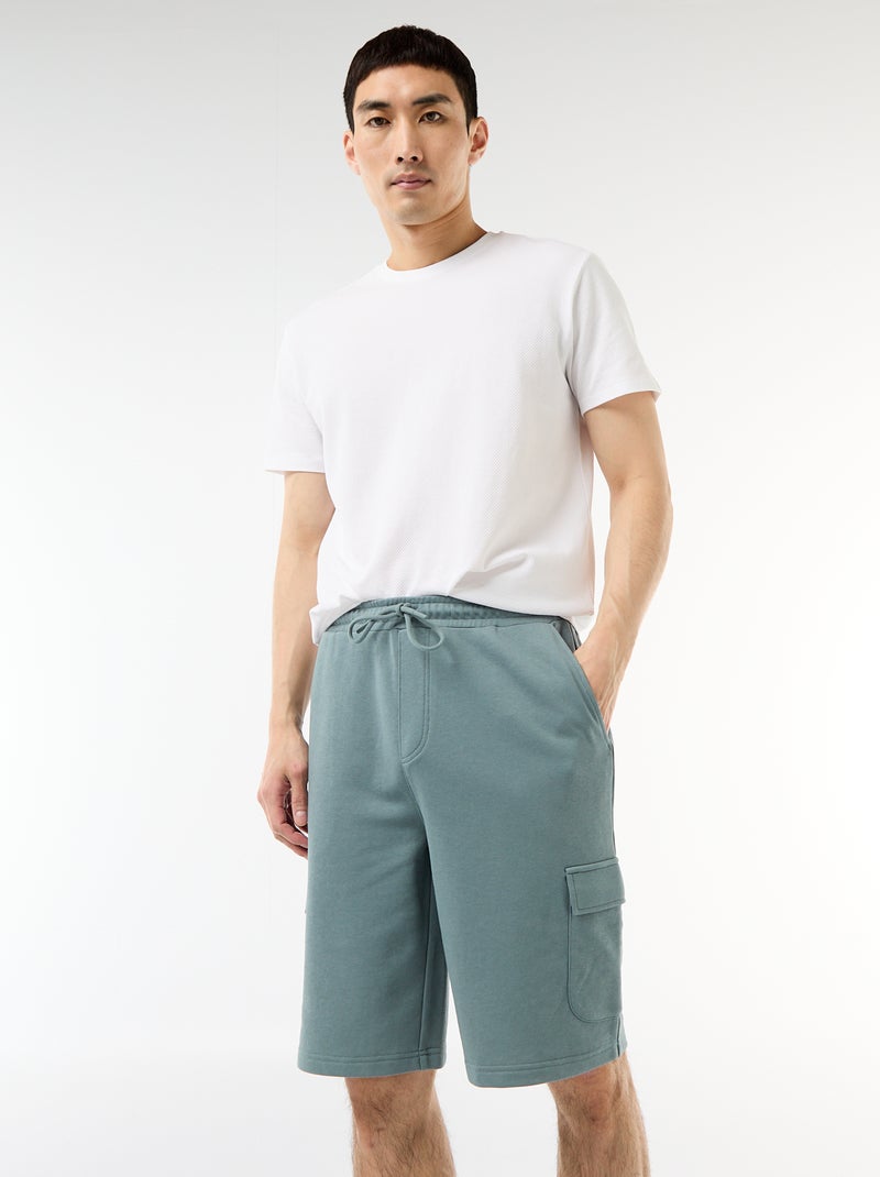 Bermuda en molleton léger avec poches à rabat Bleu - Kiabi