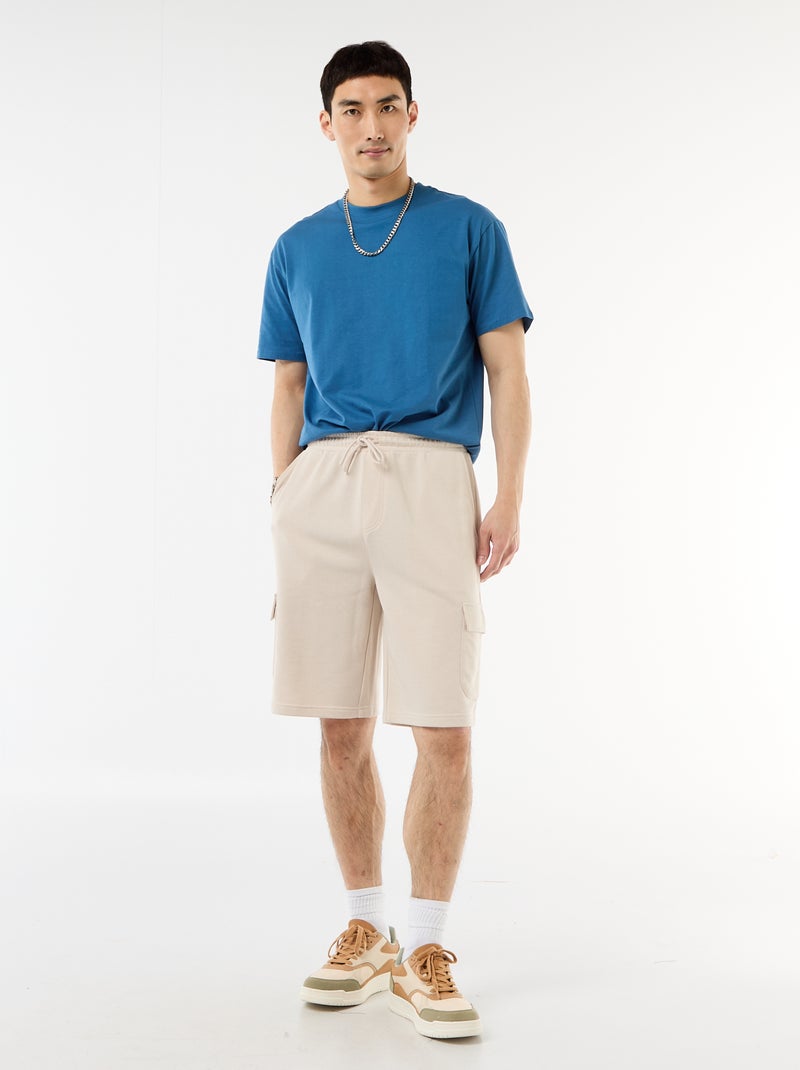 Bermuda en molleton léger avec poches à rabat Gris - Kiabi