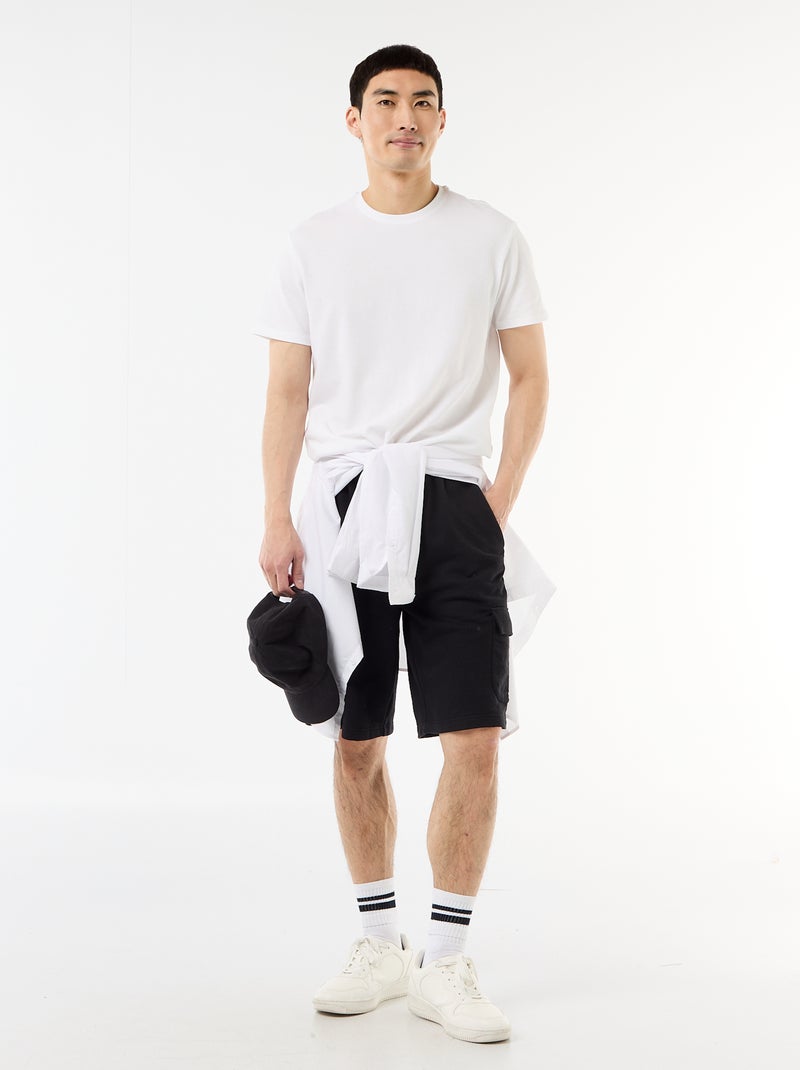 Bermuda en molleton léger avec poches à rabat Noir - Kiabi