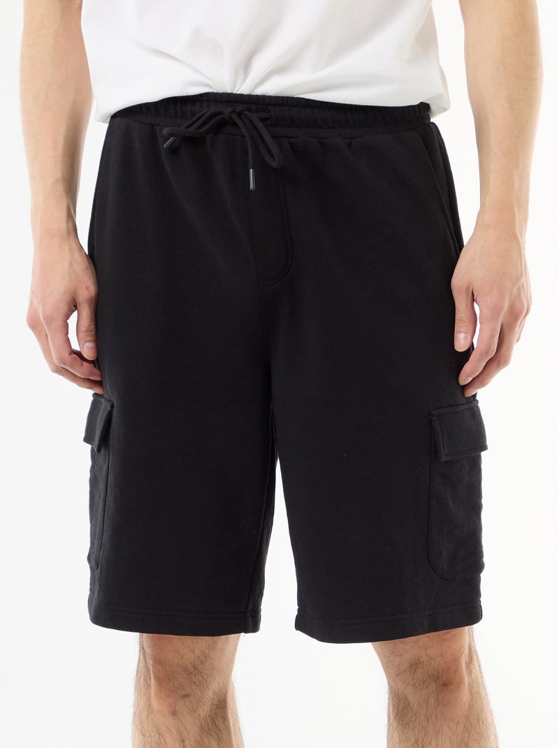 Bermuda en molleton léger avec poches à rabat Noir - Kiabi
