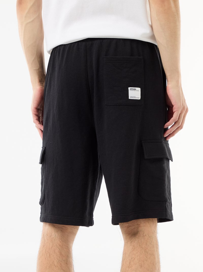 Bermuda en molleton léger avec poches à rabat Noir - Kiabi
