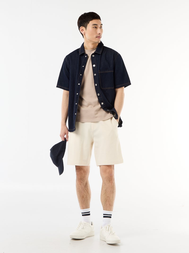 Bermuda en molleton léger (french-terry) Blanc - Kiabi