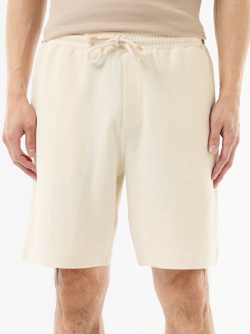 Bermuda en molleton léger (french-terry) Blanc - Kiabi