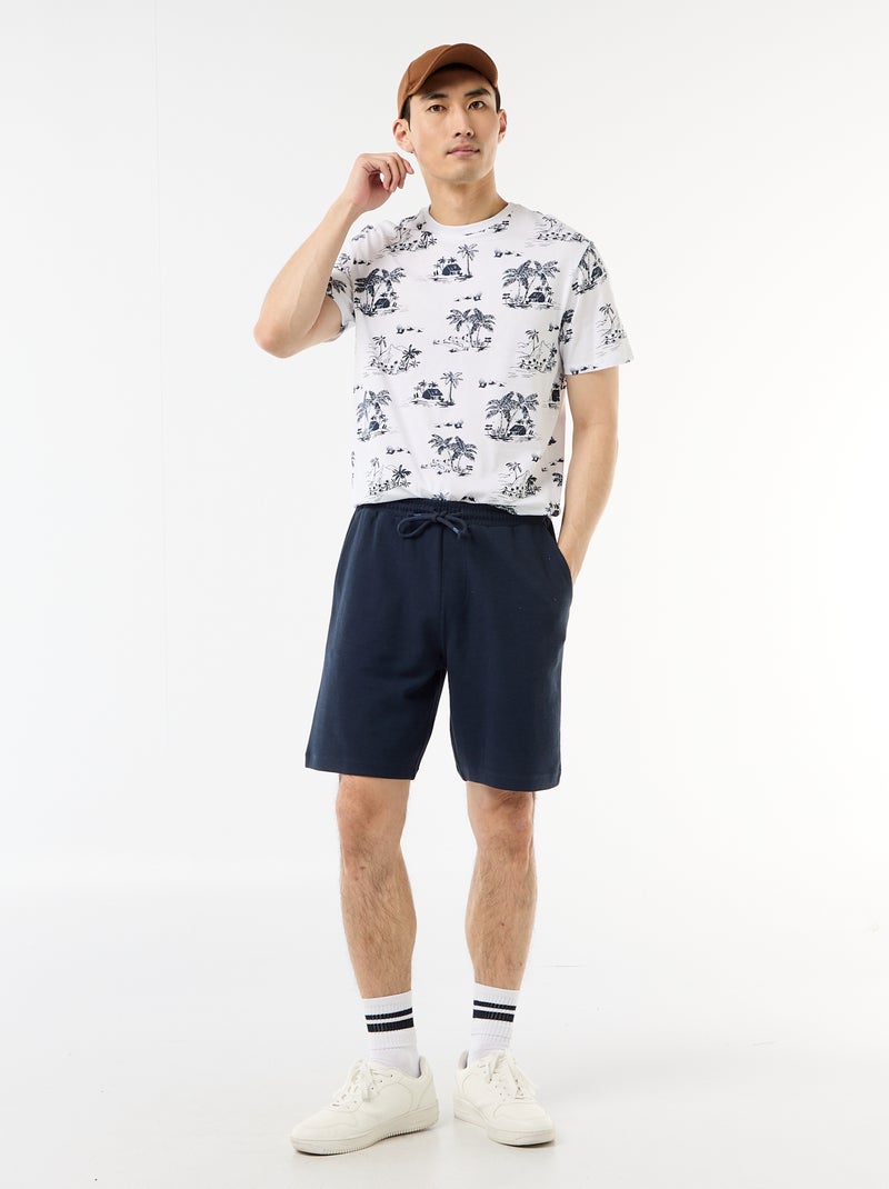 Bermuda en molleton léger (french-terry) Bleu - Kiabi