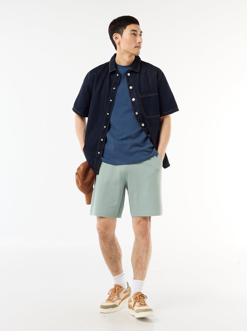 Bermuda en molleton léger (french-terry) Bleu - Kiabi