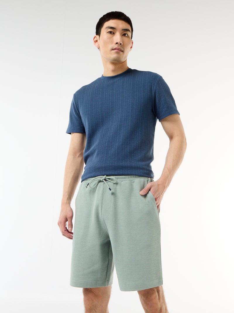 Bermuda en molleton léger (french-terry) Bleu - Kiabi