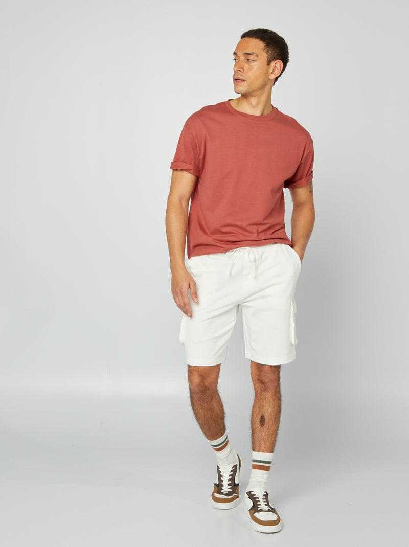 Bermuda en molleton léger multipoches Blanc - Kiabi