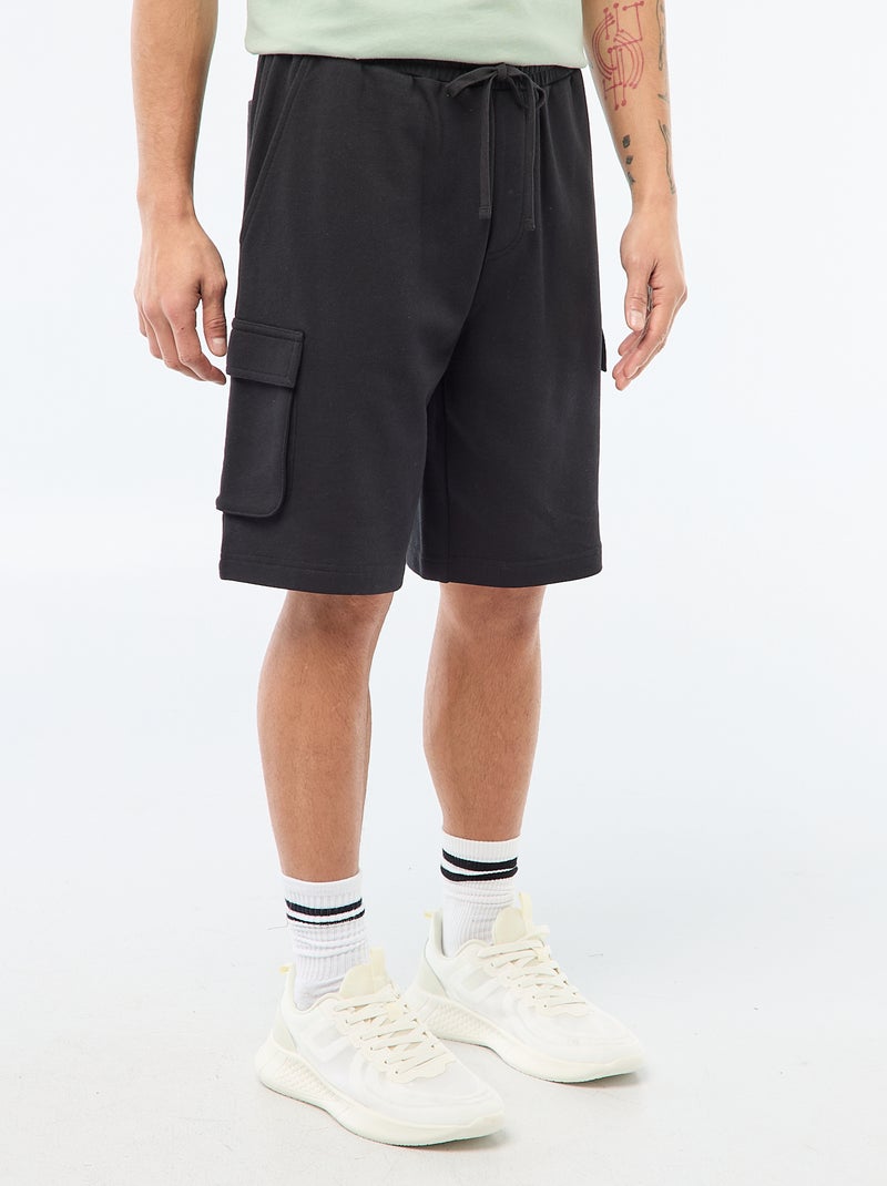Bermuda en molleton léger multipoches Noir - Kiabi