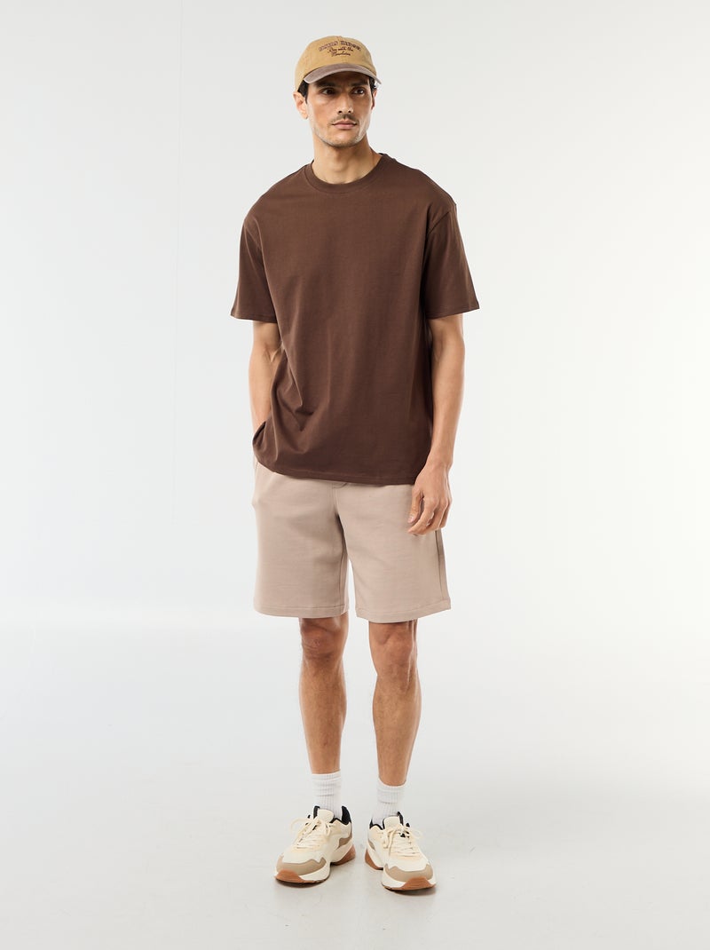 Bermuda en molleton léger uni Beige - Kiabi