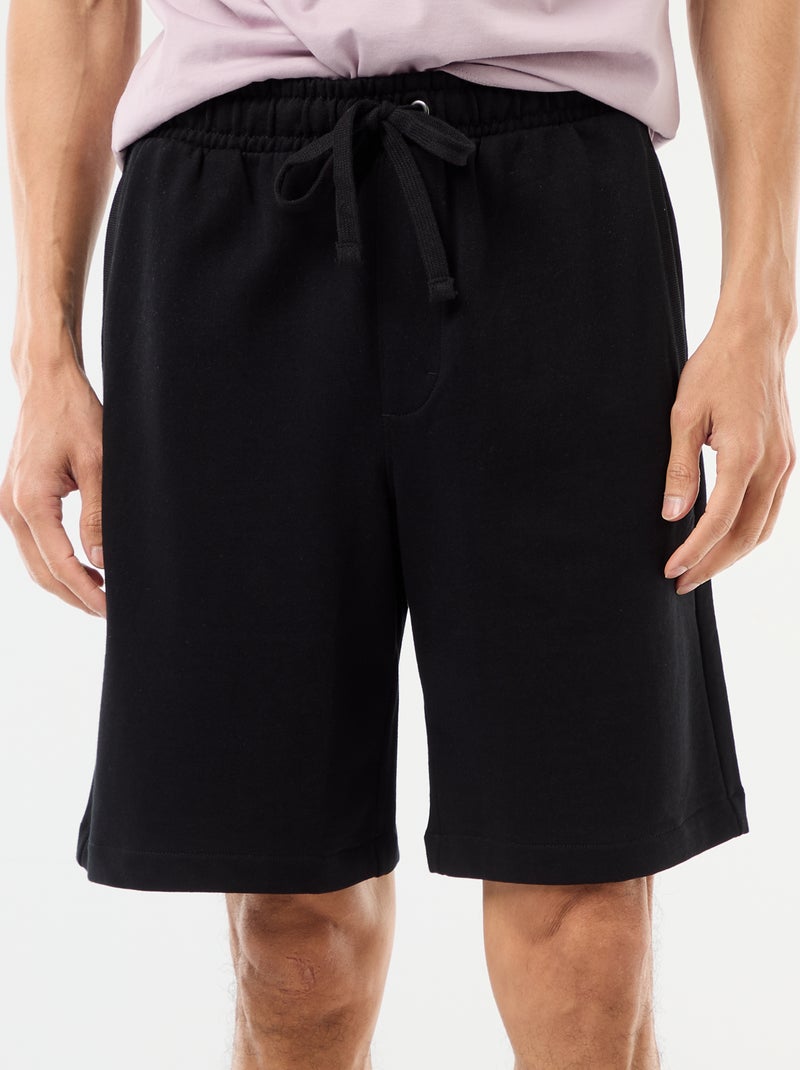 Bermuda en molleton léger uni Noir - Kiabi