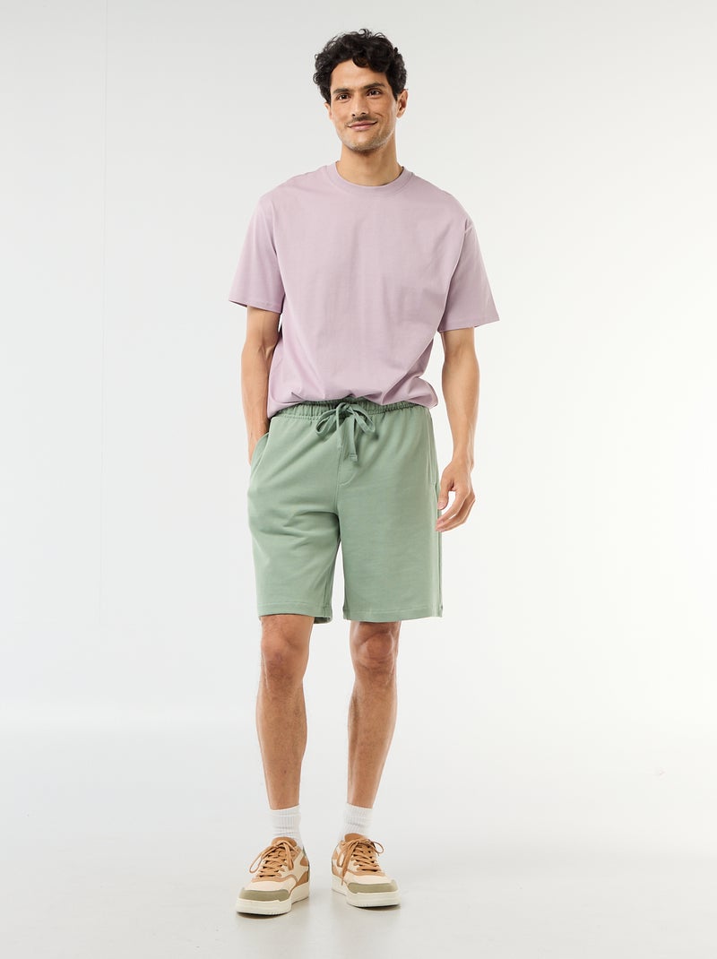 Bermuda en molleton léger uni Vert - Kiabi