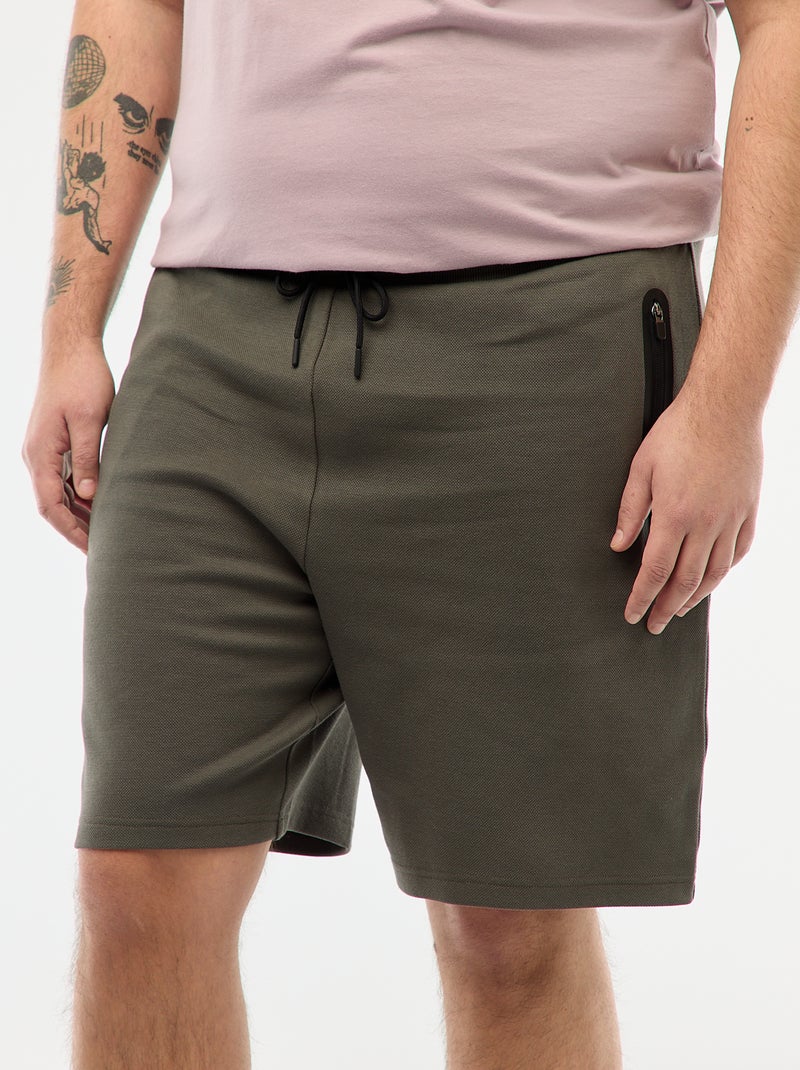 Bermuda en piqué de coton Kaki - Kiabi