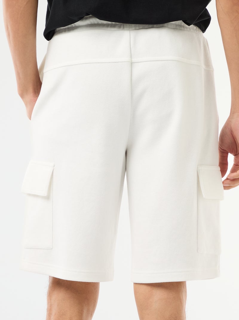Bermuda en piqué de coton multipoches Blanc - Kiabi